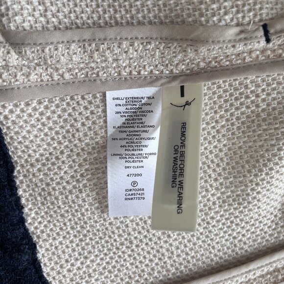 Ann Taylor Cream & Dark Navy Jacket XSP Petite - NWT - Picture 3 of 3
